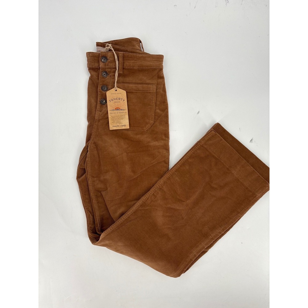 Faherty Brand Stretch Terry Corduroy Patch Pocket Pants Cord Brown Sz 28